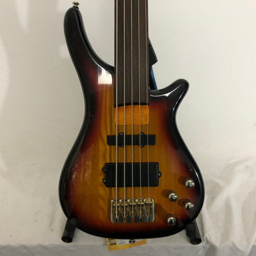 Vist Large View of Product Image Which is Used Douglas 5-STRING FRETLESS Bass Guitar Sunburst 5-String