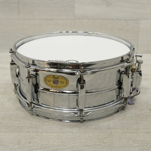 Vist Large View of Product Image Which is Used Pearl 14x5.5 Sensitone Steel Shell Custom Alloy Snare Drum