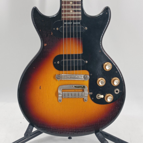 Vist Large View of Product Image Which is Used Gibson MELODY MAKER MAESTRO VIBROLA VBM 1-2 Vintage Double Cutaway Electric Guitar Sunburst 6-String
