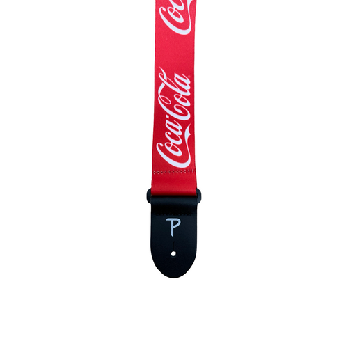 Vist Large View of Product Image Which is New PERRI'S LEATHER 2" COCA-COLA LOGO POLYESTER GUITAR STRAP