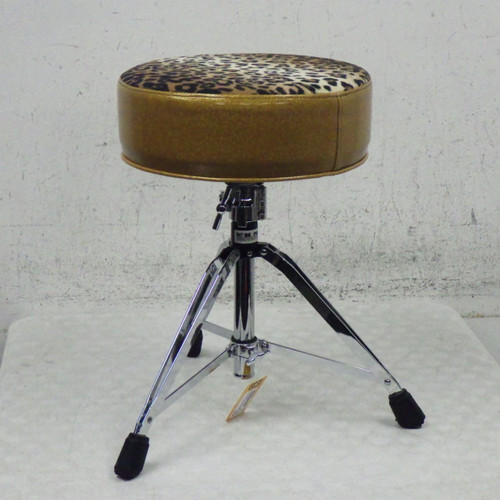 Vist Large View of Product Image Which is Used Pork Pie Percussion Round Drum Throne Gold W Leop 