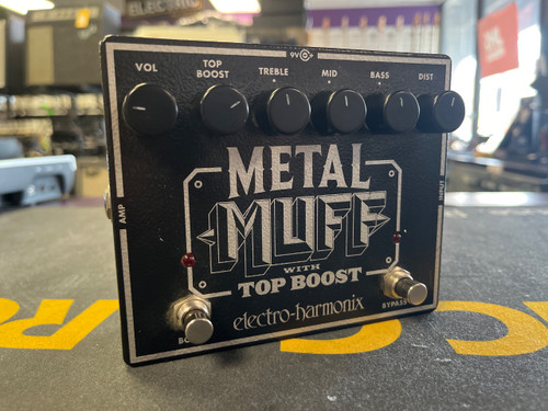 Vist Large View of Product Image Which is Used Electro Harmonix (E/H) METAL MUFF W/ TOP BOOST Fuzz Pedal