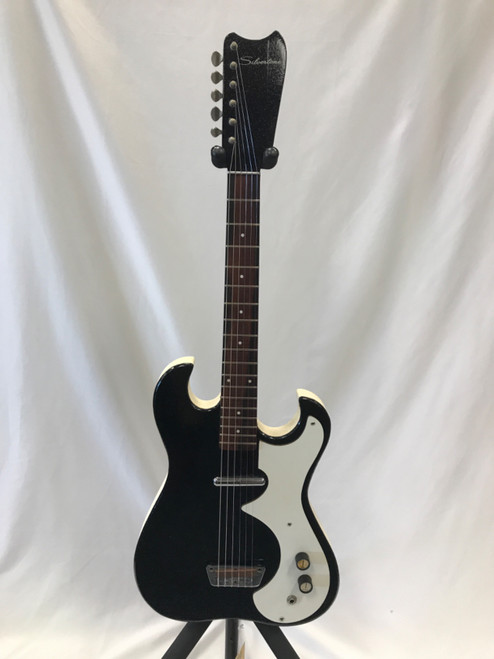Vist Large View of Product Image Which is Used Silvertone 1448 AMP IN CASE Vintage Electric Guitar Black 6-String