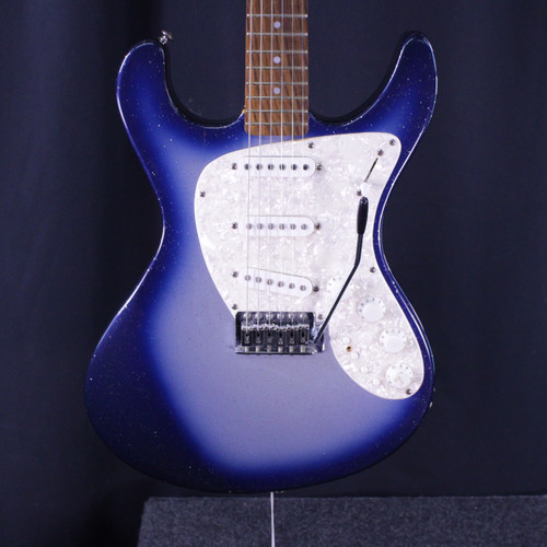 Vist Large View of Product Image Which is Used Danelectro DANOBLASTER INNUENDO BLUE SPARKLE Electric Guitar Custom Graphics 6-String
