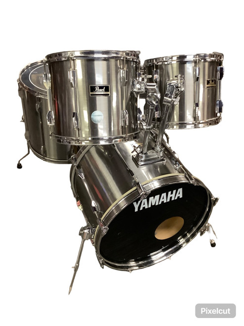 Vist Large View of Product Image Which is Used Pearl EXPORT BRUSHED CHROME Vintage Drum Shell Kit Silver/Gray