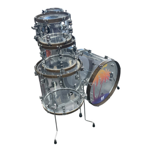 Vist Large View of Product Image Which is Used PDP 25th Anniversary Clear Acrylic 4 Piece Drum Shell Kit