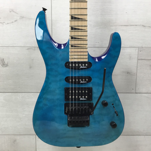 Vist Large View of Product Image Which is Used Jackson JS34Q Dinky Quilted Top Electric Guitar Blue