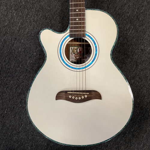 Vist Large View of Product Image Which is Used Oscar Schmidt OG10CEWH LEFT HANDED Laminate Top Acoustic Guitar White