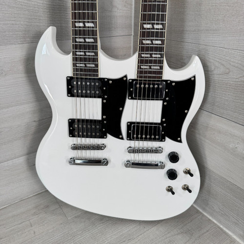 Vist Large View of Product Image Which is Used Firefly FFLGS Double Neck Electric Guitar - White - Case Included - Local Pickup Only