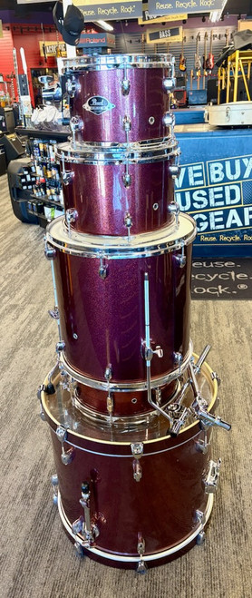 Vist Large View of Product Image Which is Used Pearl EXPORT 5 PC DRUM KIT W/HDW Drum Shells and Hardware Red