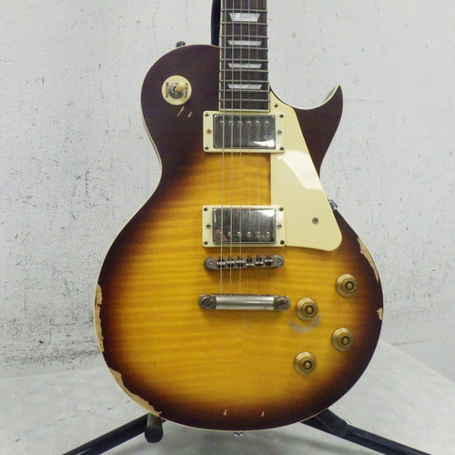 Vist Large View of Product Image Which is Used Vintage icon V100 Distressed LP Type Electric Guitar Tobacco Sunburst 6-String