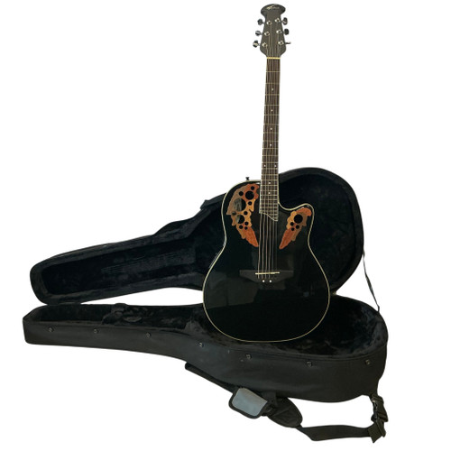 Vist Large View of Product Image Which is Used Ovation AE-148 Laminate Top Acoustic Guitar Black