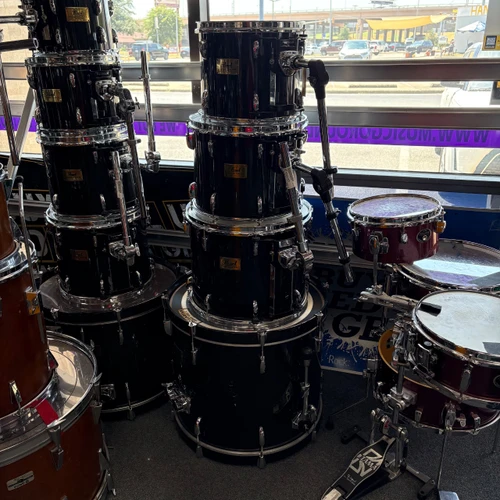 Vist Large View of Product Image Which is Used Pearl 4PC Session Custom Vintage Drum Shell Kit Black