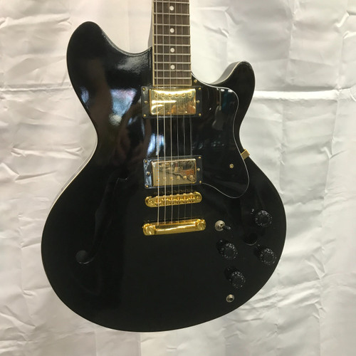 Vist Large View of Product Image Which is Used 9/30 CUSTOMS 335 STYLE Semi-Hollow Electric Guitar Black 6-String