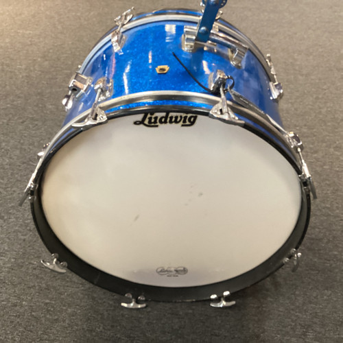 Vist Large View of Product Image Which is Used Ludwig BASS DRUM 20IN BLUE SPARKLE Vintage Kick Drum Blue 20" Kick Drum