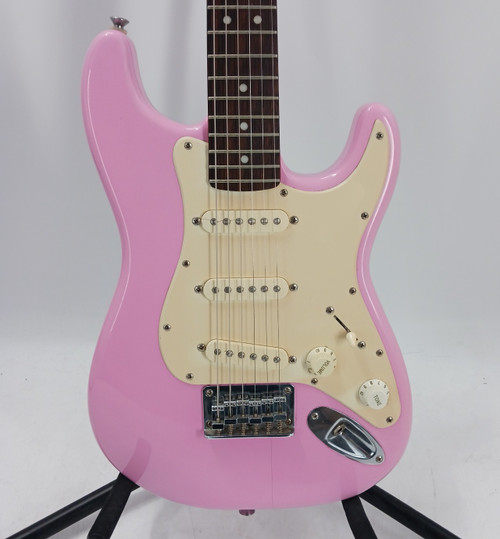 Vist Large View of Product Image Which is Used Squier MINI STRATOCASTER S Type Electric Guitar Pink 6-String