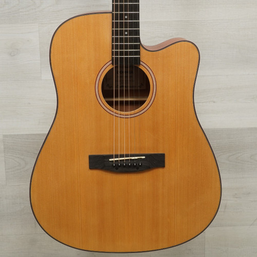 Vist Large View of Product Image Which is Used Donner DAD-110C Laminate Top Acoustic Guitar @ High Action