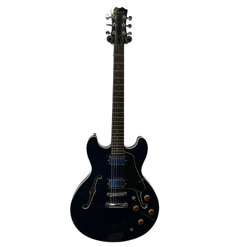 Vist Large View of Product Image Which is Used Samick LA-30 THL Semi-Hollow Electric Guitar Blue 6-String