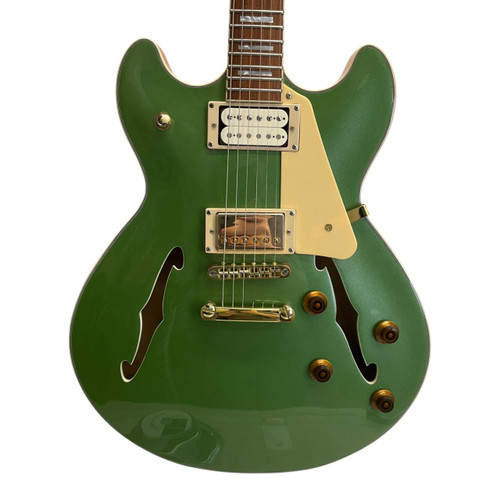 Vist Large View of Product Image Which is Used Harley Benton HB-35 Semi-hollow Electric Guitar Green 6-String