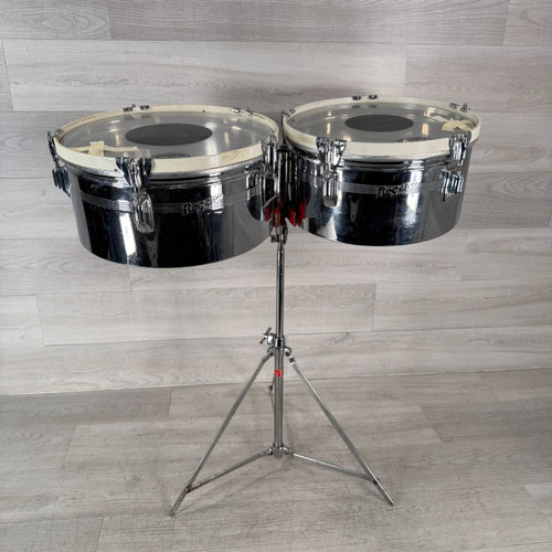 Vist Large View of Product Image Which is Used Rogers Vintage Timbales - Stand Included - 13 and 14-inch