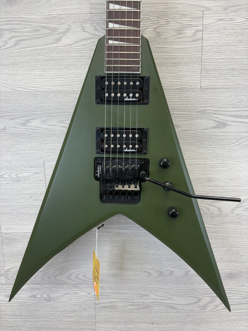 Vist Large View of Product Image Which is Used Jackson KING V JS SERIES ARMY DRAB Pointy Electric Guitar Green 6-String