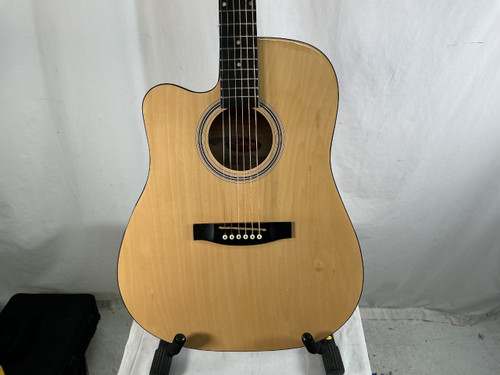 Vist Large View of Product Image Which is Used Stagg SW-203CE-LHN LEFT HANDED Laminate Top Acoustic Guitar Natural