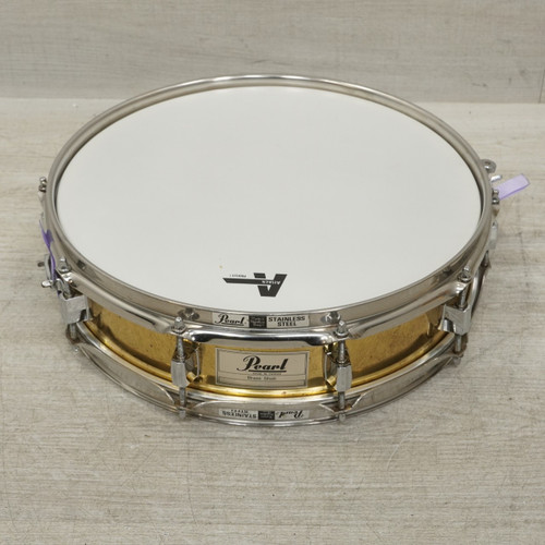 Vist Large View of Product Image Which is Used Pearl 14x3.5 Brass Shell Piccolo Snare Drum