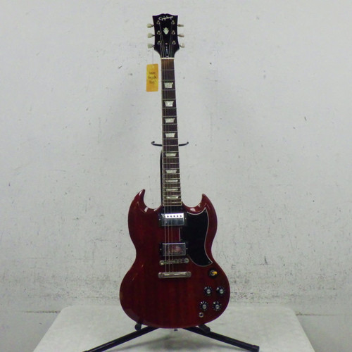 Vist Large View of Product Image Which is Used Epiphone 1998 sg Made in Japan Gibson Burstbucker Double Cut Electric Guitar Red 6-String