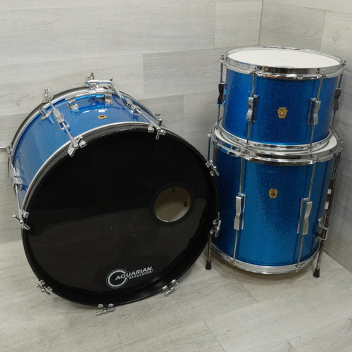 Vist Large View of Product Image Which is Used Ludwig Club Date Vintage Drum Shell Kit Blue Sparkle