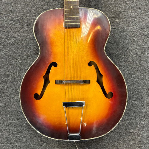 Vist Large View of Product Image Which is Used Harmony H954 BROADWAY Vintage Laminate Top Acoustic Guitar Cherry Sunburst