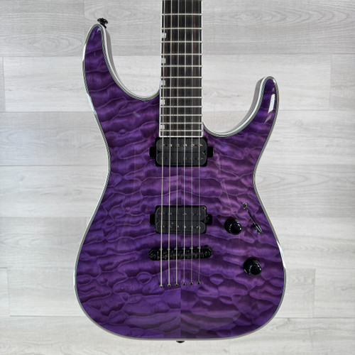 Vist Large View of Product Image Which is ESP LTD MH-1000NT QM Electric Guitar - See Thru Purple