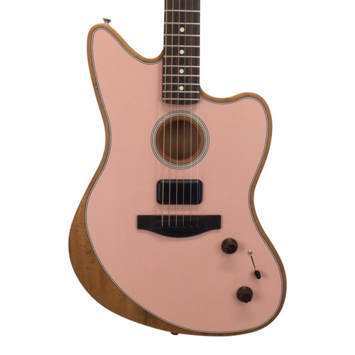 Vist Large View of Product Image Which is Used Fender Acoustasonic Player Jazzmaster Laminate Top Acoustic Guitar Pink
