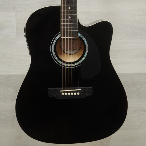 Vist Large View of Product Image Which is Used Ashthorpe C85 Laminate Top Acoustic Guitar Black