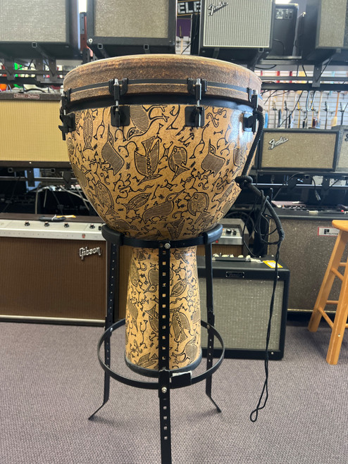 Vist Large View of Product Image Which is Used Remo MONDO PETROGLYPH DJEMBE W/STAND Djembe