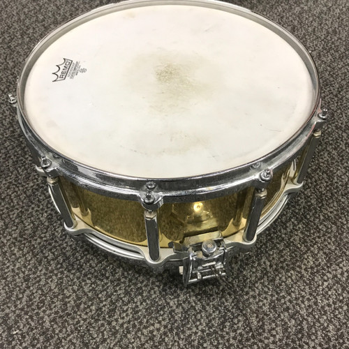 Vist Large View of Product Image Which is Used Pearl 6.5X14 FREE FLOATING BRASS SNARE TAIWAN Vintage Metal Snare Drum 14"