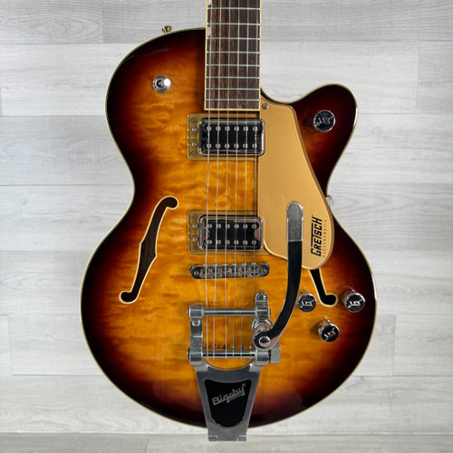Vist Large View of Product Image Which is Used Gretsch G5655T-QM Electromatic Center Block Jr. Quilt Semi-hollowbody Electric Guitar - Sweet Tea