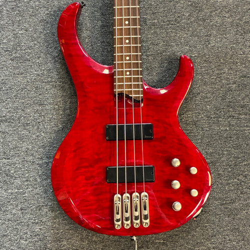 Vist Large View of Product Image Which is Used Ibanez BTB400QM-TR Modern Metal Bass Guitar Red 4-String