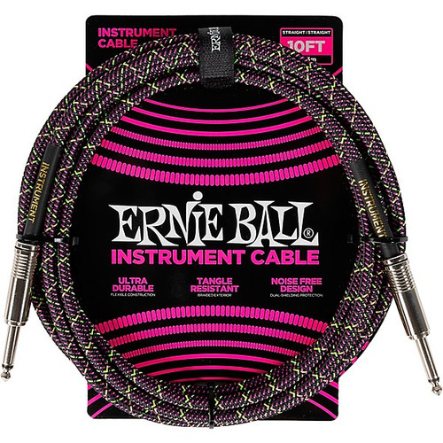 Vist Large View of Product Image Which is New ERNIE BALL 10' BRAIDED CABLE PURPLE PYTHON