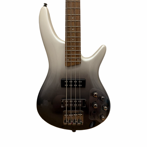 Vist Large View of Product Image Which is Used Ibanez SOUNDGEAR SERIES SR300E 4-STRING BASS Modern Metal Bass Guitar Silver Burst 4-String