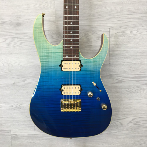 Vist Large View of Product Image Which is Used Ibanez High Performance RG421HPFM Blue Reef Gradation