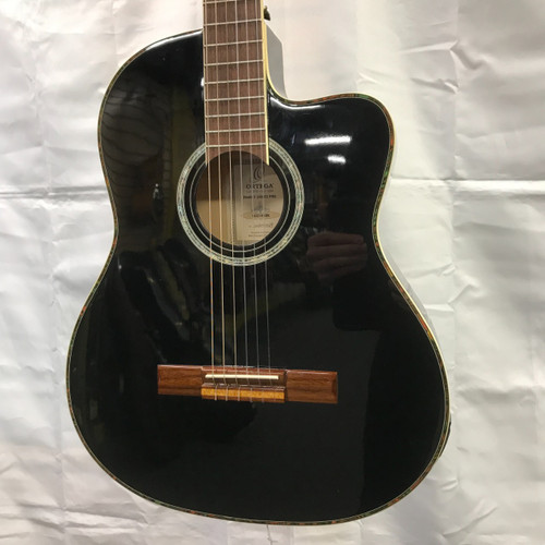 Vist Large View of Product Image Which is Used Ortega RCE145BK Solid Top Acoustic Guitar Black
