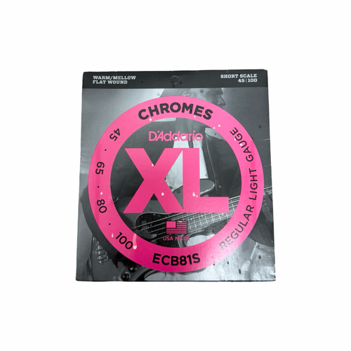 Vist Large View of Product Image Which is New D'ADDARIO ECB81S CHROMES FLAT WOUND BASS REGULAR LIGHT GAUGE (45-100)