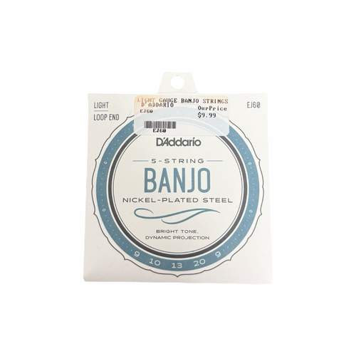 Vist Large View of Product Image Which is New D'ADDARIO EJ60 5-STRING BANJO NICKEL PLATED (9-9)