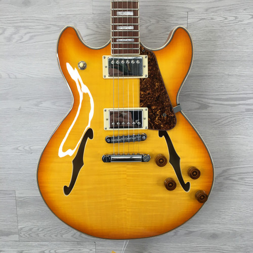 Vist Large View of Product Image Which is Used Harley Benton HB-35 PLUS LD Semi-Hollow Electric Guitar Honey Burst 6-String