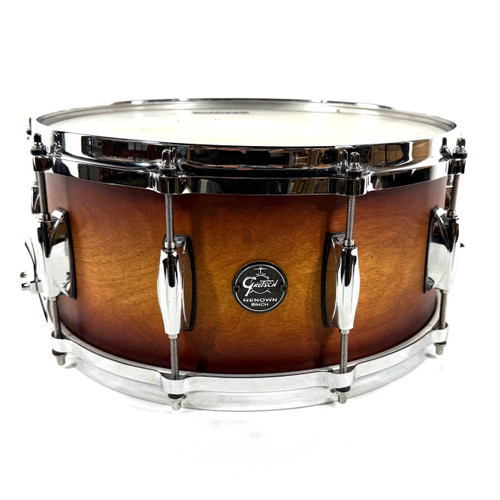 Vist Large View of Product Image Which is Used Gretsch Renown Satin Tobacco Burst Wood Snare Drum 14.x6.5"