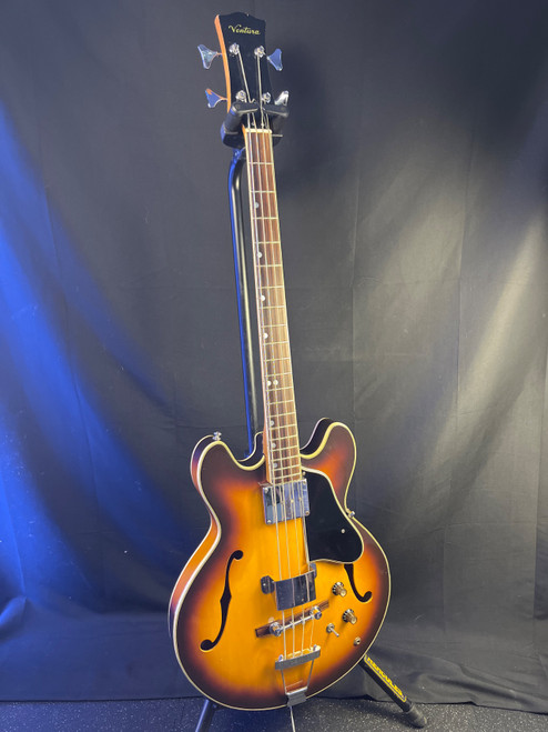 Vist Large View of Product Image Which is Used Ventura HOLLOWBODY BASS Vintage Bass Guitar Sunburst 4-String