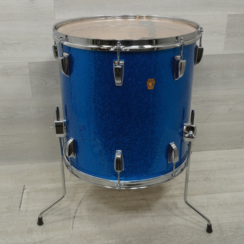 Vist Large View of Product Image Which is Used Ludwig Super Classic Vintage Floor Tom Blue Sparkle 16x16
