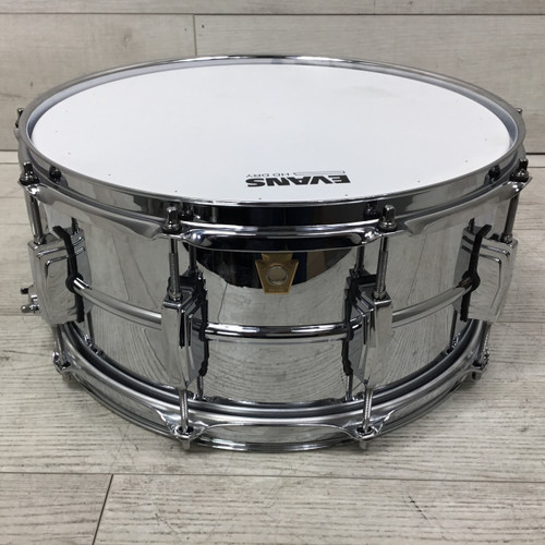 Vist Large View of Product Image Which is Used Ludwig Supraphonic 402 6.5x14 Chrome Metal Snare Drum 14"