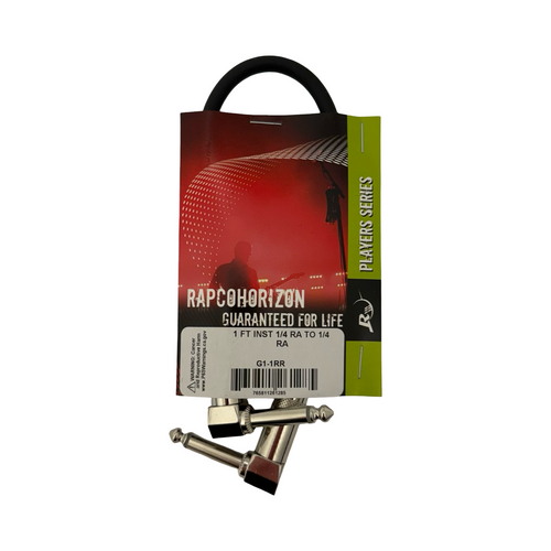Vist Large View of Product Image Which is New RAPCO HORIZON 1 FOOT 1/4" - 1/4" RIGHT ANGLE INSTRUMENT CABLE