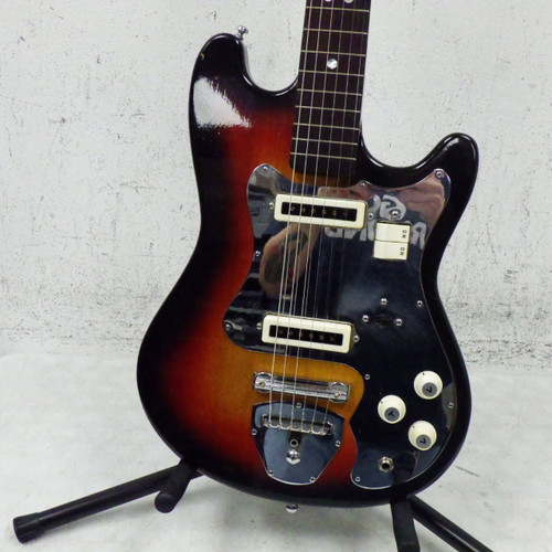 Vist Large View of Product Image Which is Used recco Mij Steel Reinforced Neck Vintage Offset Dbl Cutaway Guitar Sunburst 6-String